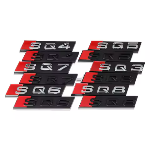3D ABS Chrome Black Logo Grill Emblem Car Front Grille Badges Decor Accessories For Audi SQ3 SQ4 SQ5