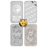 TT9 1oz Perth Mint 9999 Silver Bar Kangaroo / Lunar Dragon / Snake