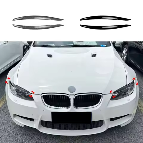 For BMW E92 E93 2Pcs ABS Gloss Headlight Eyebrows Eyelids 3 Series 325i 330i 330d 335i 335d Pre-LCI