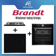 BRANDT AI1790X 90CM SLIMLINE HOOD + BRANDT BPI6309B 3 ZONE INDUCTION HOB + BRANDT BOH7532LX 73L BUILT-IN OVEN