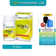 BIO-LIFE Vita D3 1000mg 60 Tablets EXP:04/2028 [ Vitamin D3, Farmasi CS ]