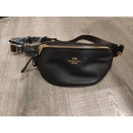 coach outlet Invincible Popular All Black Leather Waist Bag 3800