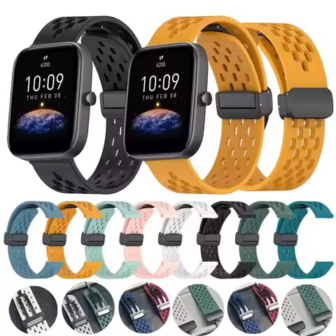 20 22mm Magnetic Clasp Silicone Strap For Huami Amazfit Bip Lite /Bip 3 3 Pro Watchband For Amazfit 