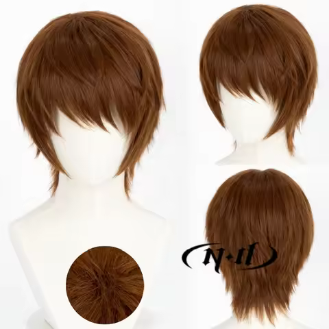 ND Light Yagami Cosplay Wig Anime Death Note Cosplay Light-brown Hair for Halloween Theme Costume Hi