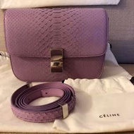 NEW Celine Box Medium Python leather  超美粉紫色全新蛇皮Box ！