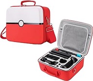 Red &amp; White Hard Shell Carrying Case For Nintendo Switch/Switch OLED, Large Deluxe Waterproof Travel Bag Fits Switch Console &amp; Full Set Accessories, with Removable Shoulder Strap &amp; 21 game slot.
