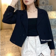 Yoan-sonia Women's linen Blazer/crop Blazer korean style