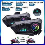 Y10 2X Bluetooth Motorcycle Helmet Intercom 300M Wireless Intercom 1000Mah Motorcycle Intercom Water