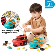 Diy Children's Toy Cruise Ship Disassemble With Screwdriver Assembly Retro Ship Motor Education