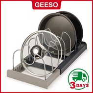 GEESO Dividers Adjustable Cookware Pot Lid Shelf Holder Stand Expandable Pan Dish Organizer Rack Sto