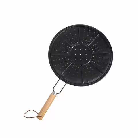 Stainless Steel Heat Diffuser Plate Wooden Handle Anti Slip Induction Adapter Plate Pot Holder Pizza