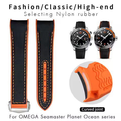 19mm 20mm 21mm 22mm Nylon Leather Rubber Watchband 21mm 22mm Fit for Omega Seamaster Speedmaster Pla