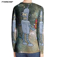 Futurama Fullprint Bender Long Sleeve T-Shirt Unisex T-Shirt Polyester Jersey Dryfit Material