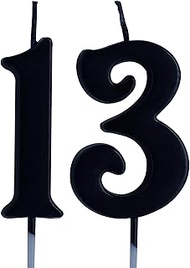 Black 13th Birthday Candle, Number 13 Years Old Candles Cake Topper, Boy Or Girl Party Decorations, 