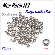 10 Pcs White Nuts M3 Hex Nut Iron Bolt Nuts 3mm Hexagonal Screw Nuts