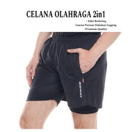 2-in-1 Premium Parachute Running Leggings 2-in-1 Gym Fitness Jogging Running Sporty Sports Shorts