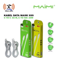 MAIMI X69 Fast Charger Cable 65W USB C to C & 20W C to iOS Lightning 100CM - MAIMI X69 USB C to C 65