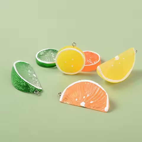 5/10/pcs Lemon Slices Charms for Jewelry Making Cute Resin Fruit Bracelet Necklace Keychain Pendant 