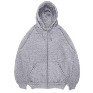 BEXLEY Plain Light Grey Unisex Korean Style Street Style Zipper Hoodie