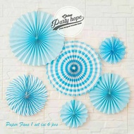 Blue paper fan/ decorative paper fan/ decorative paper/ party decoration/ paper fan flower set/