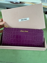 Miu Miu crocodile zip long wallet 紫色鱷魚紋拉鍊長銀包 近乎全新連原盒 正品