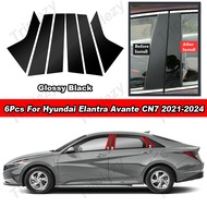 6Pcs Glossy Black Door Pillar Posts Door Side Trim Stickers Accessories Fit For Hyundai Elantra Avan