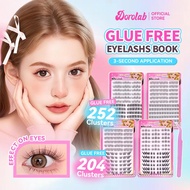DOROLAB Eyelash Extension No Glue 204-288 Clusters Self Adhesive False Lashes with Free Tweezers for