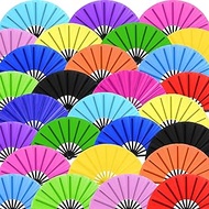 Blulu 30 Pcs Large Folding Fans for Line Dancing 13 Inch Boots on The Ground Fans for Line Dancing f