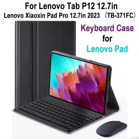 For Lenovo Tab P12 12.7 Inch TB-371FC Case with Bluetooth Keyboard Leather Stand Cover For Lenovo Xi