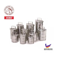 HORSE BRAND Tiffin Carrier STAINLESS STEEL Food Carrier Lunch Box / Tenong Steel / Food Storage / Te
