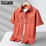 Jeep Spirit 1941 Estd Shirt Mens Spring and Autumn Leisure Outdoor Cotton Large Loose Solid Color Wo