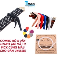 Combo Capo Ukulele And 1 Set Of 6 Strings,1 pick Broken With The Same Color - Set Of 3 Ukulele Acces