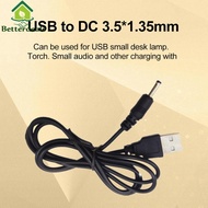 1m 2A USB to DC 3.5x1.35mm Replace Charger Power Cable for Table Lamp Flashlight [Betterdeals.my]