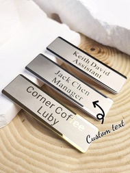 1pc Customized Name Badge, Professional Workstation ID Tag, High-End Stainless Steel Mirror Surface