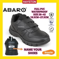ABARO Name Your Shoes Kasut Sekolah Hitam Sekolah Rendah Full PVC Waterproof | PRIMARY BLACK SCHOOL 