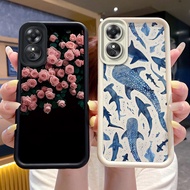 Shockproof Case For OPPO A17 CPH2477 / OPPO A17K CPH2471 Phone Casing Fish Flower Print Shell Silico