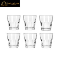 Set of 6 eight-sided glass cups | Capacity 205ml | Iced tea cup | Coffee cup | Cups for shops