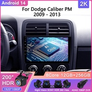 2K Screen Android 14 WIFI For Dodge Caliber PM 2009 - 2013 Car Radio Multimedia Video Player Navigat