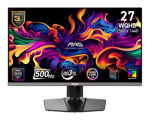 2025 MAG 272QP QD-OLED X50 Monitor 26.5 Inch 500Hz 2K HDR500 Adjustable Stand Gaming Screen Esports 