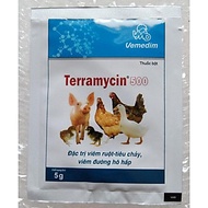 1 gói terramycin 500 (5g) tr.ị viê.m ruộ.t, tiê.u ch.ảy, viê.m đường h.ô hấ.p cho chim,vẹt, yến phụng,gà,vịt,heo