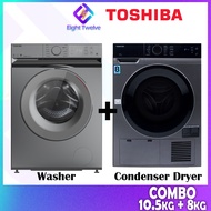TOSHIBA Front Load Washing Machine 10.5KG+8KG DRYER CONDENSER Steam Inverter Takumi UFB CycloneMix C