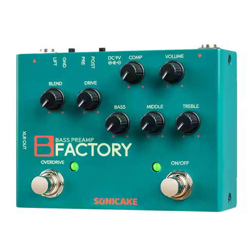SONICAKE B Factory Analog Bass Preamp, Comp and Overdrive Guitar Bass Pedal QDS-05