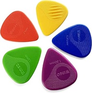WINGO Guitar Picks with Grip Stamped, Non Slip Picks 5 Pack (073, 088, 1.0, 1.25, 1.5mm) for Acousti