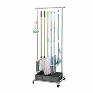 No-Drilling Required Broom and Mop Holder Rack Rust-Resistant Stainless Steel Broom Stand Space-Savi