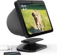 HomeMount Adjustable Charging Station for Echo Show 8 (3rd) with USB-C and USB Charging Port, Tilt Charging Stand with Strong Magnetic for Charge Your Cellphones and Earbuds or Smart Watchs (Black)