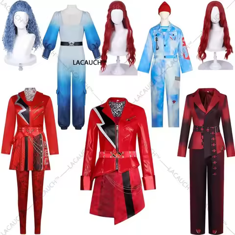 Hot Wicked Wonderland Red Costume Adult Descendants 5 Pink Princess Dress Wig Cosplay Costume Women 