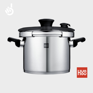 Huohou Stainless Steel Pressure Cooker [ 6000ml Stovetop 60-110KpA Dual Protection Safety Valve 3-Gear Adjustable Built-In Pressure Reminder Rust-Resistance 3 Composite Layer Base Airtight Silicone Ring Pot Kitchen Home Cooking Tool ]