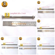 Long Raw Bolt Nut Bolt 3/8x7, 3/8x8, 3/8x9, 3/8x10, 3/8x11, 3/8x12 inch / Length 17.5 cm to 30 cm. K