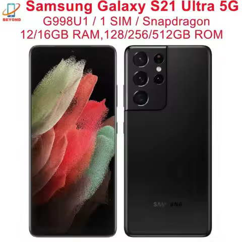 C Samsung Galaxy S21 Ultra 5G G998U S21U 6.8" ROM 128/256/512GB RAM 12/16GB Snapdragon NFC Original 