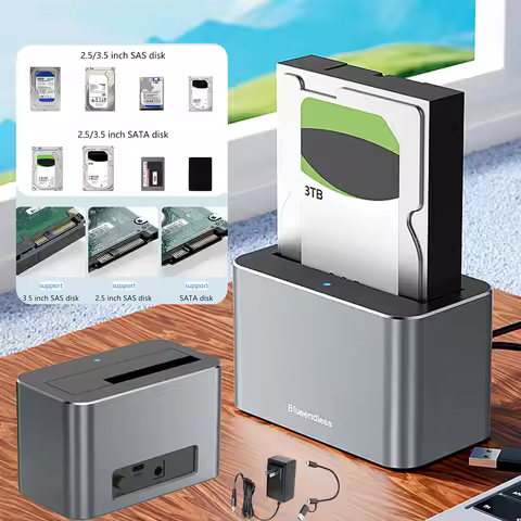 Hard Drive Dock SAS To USB 3.0 Adapter 5Gbps Reader Converter Docking Station Support Up To 20TB for